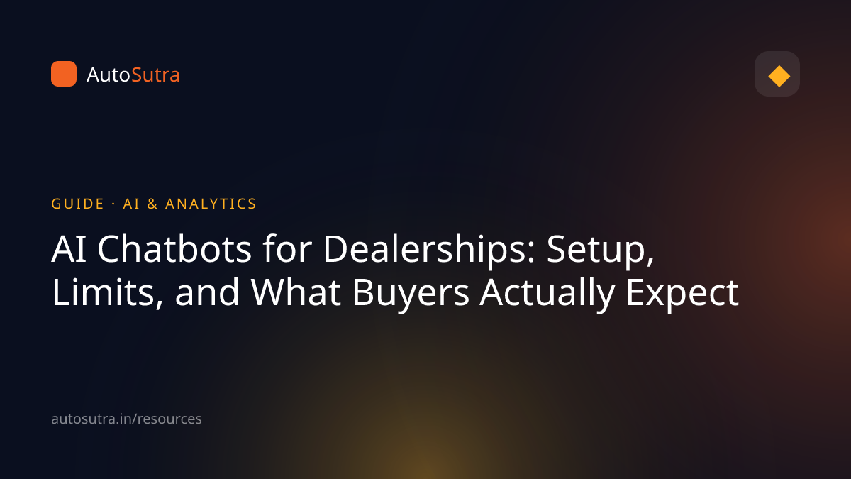AutoSutra guide cover image for ai: AI Chatbots for Dealerships: Setup, Limits, and What Buyers Actually Expect