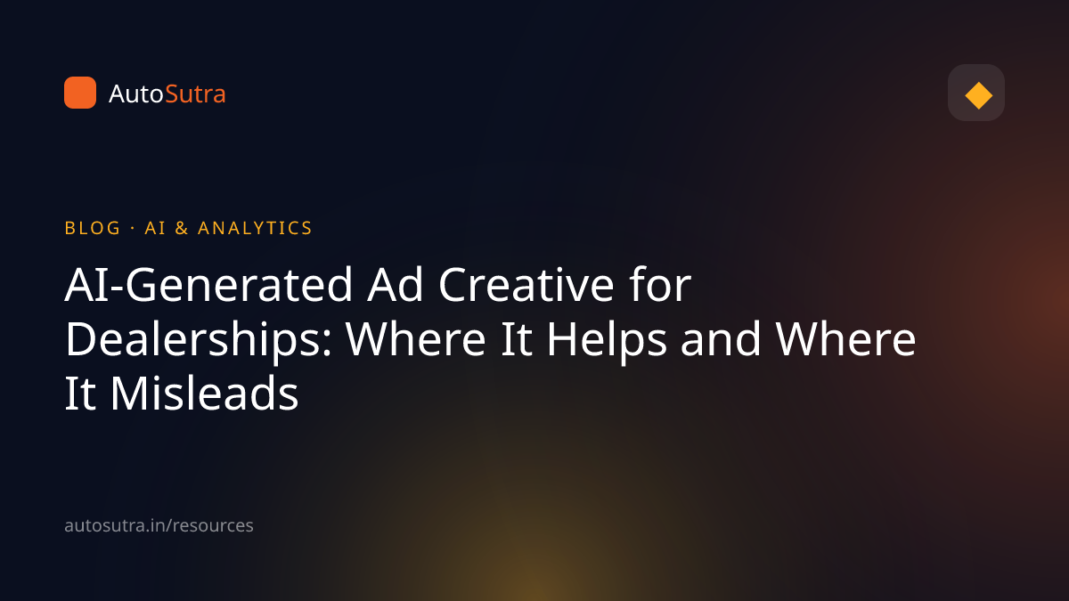 AutoSutra blog cover image for ai: AI-Generated Ad Creative for Dealerships: Where It Helps and Where It Misleads