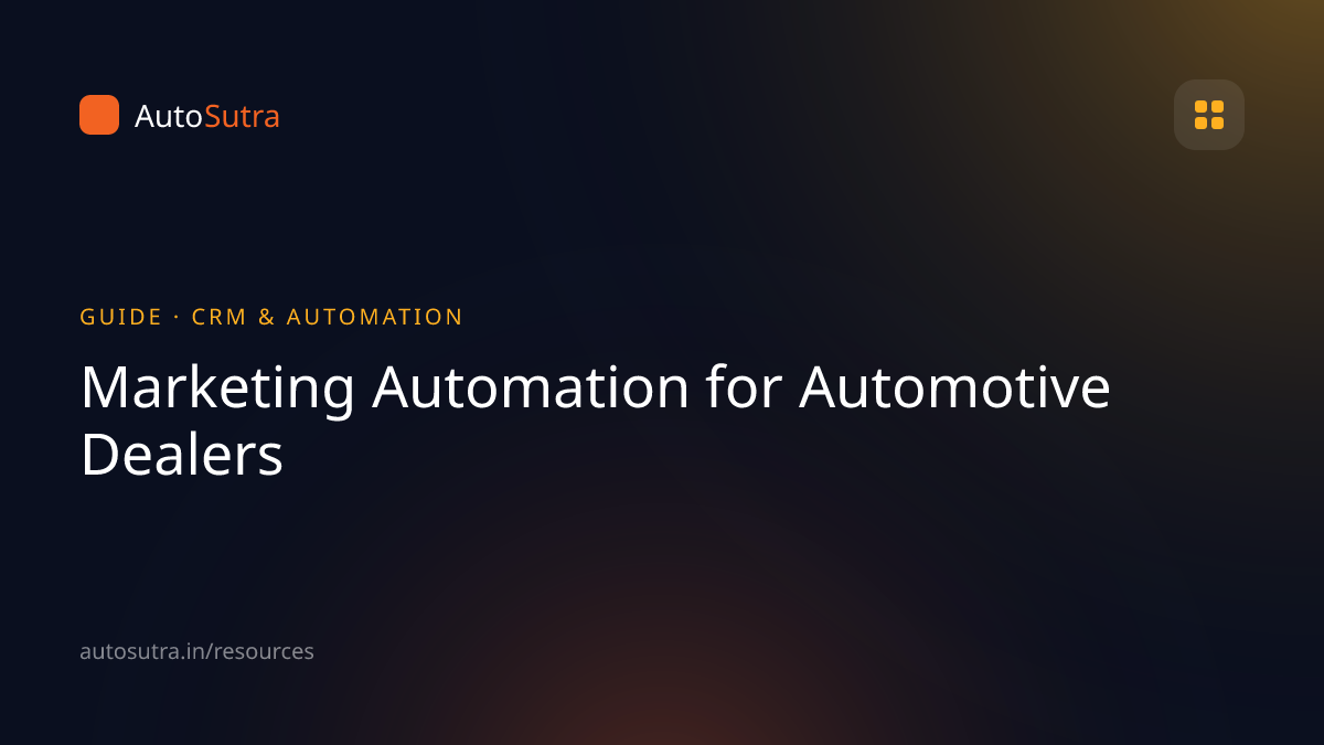 AutoSutra guide cover image for marketing automation: Marketing Automation for Automotive Dealers